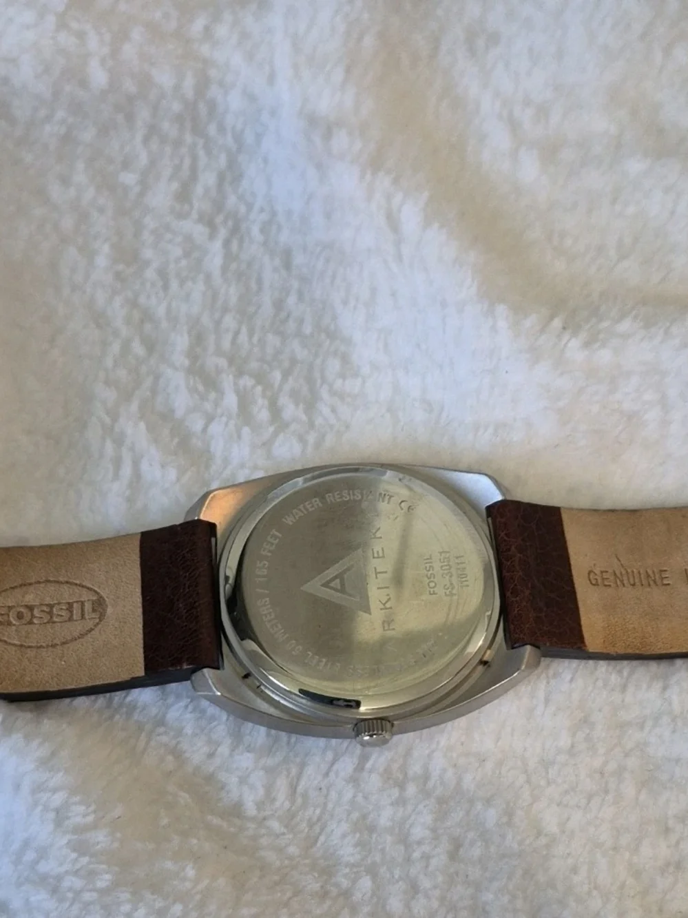 Fossil Arkitekt Men's Leather Strap Watch - Brown & Silvernew But Needs Battery
